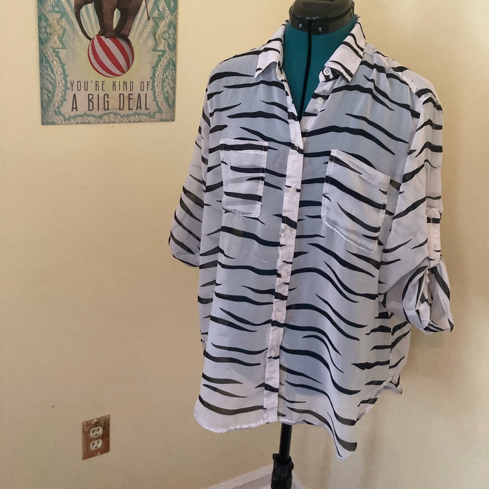 Rare Victoria’s Secret sheer zebra shirt from 2000s.
